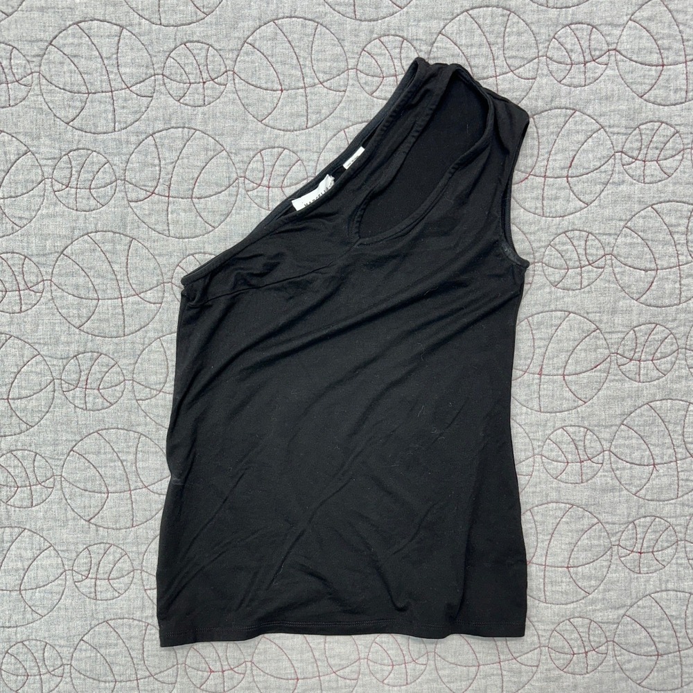 Marcella One Shoulder Top Black Asymmetrical Minimalist / Womens Medium